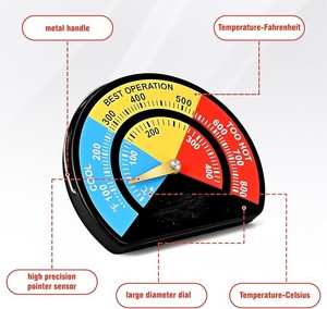 Termometro con Quadrante in Metallo per Stufe a Legna e Forni a Gas, Gamma 100-800°F, Termometro Magnetico per Caminetto - Misura Grande - Product Image 3