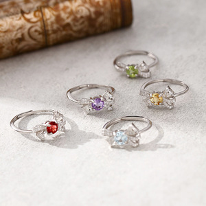 Bague réglable en argent sterling 925 avec 9 délicates pierres naturelles rondes de 5 mm, bijoux de haute qualité pour femmes - Product Image 3
