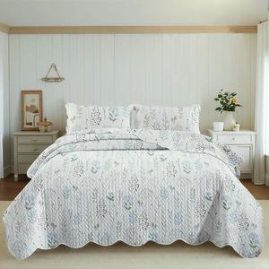 Compra a granel juegos de edredones con estampado floral personalizado con patrones de puntada personalizados precio barato al por mayor fundas de almohada y edredones - Product Image 3