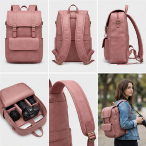 <span class=keywords><strong>Sac</strong></span> à dos de photographie <span class=keywords><strong>professionnel</strong></span> de grande capacité en similicuir vegan pour appareil photo reflex numérique, fabriqué sur mesure par le fabricant - Product Image 1