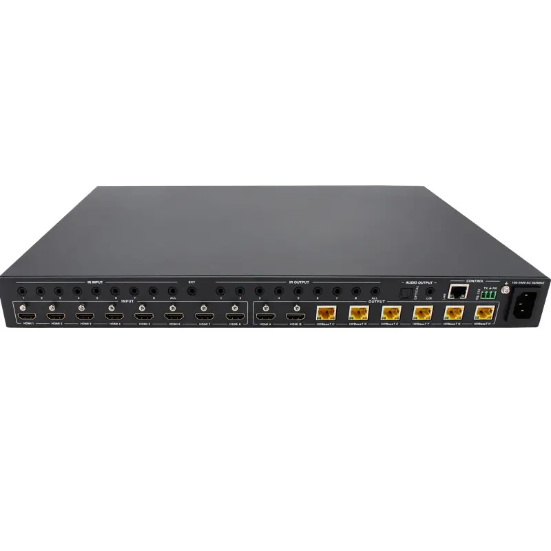 8x6 4K HDMI Matrix Switcher Extender 4K@60Hz with HDR, CEC & IR Control, RS-232 2 Loop Out 6 Receivers Audio Extractor