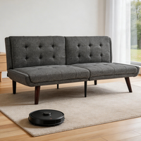 Sofá Cama Convertible de 63 Pulgadas, Color Gris, Respaldo Ajustable en 5 Posiciones, Sofá Moderno para Sala de Estar