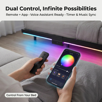 Lit plateforme Queen/King Size avec ports de charge USB, bande lumineuse LED, cadre de lit en métal flottant robuste