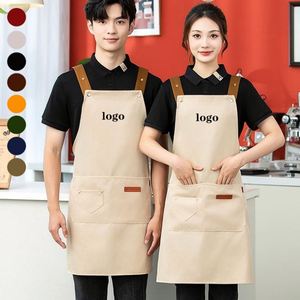 Customized Personality Logo Bib Polyester Durable Eco-Friendly Sleeveless <b>Aprons</b> Pocket for <b>Kitchen</b> Restaurant Barber Shop - Product Image 2