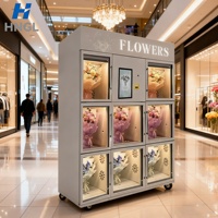Distributeur Automatique Intelligent de Fleurs Réfrigérées 10 Casiers en Verre 30 Bouquets Écran Tactile Paiement QR 24H/24