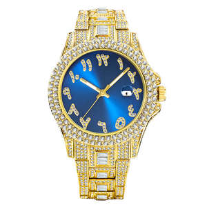 Nuevo Reloj de Moda con Incrustaciones de Diamantes, Números Arábigos, Cuarzo, Estilo Hip Hop, Diseñador, Chapado en Oro, para Hombre y Mujer, con Diamantes Moissanite - Product Image 4