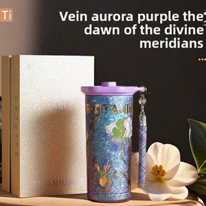 <span class=keywords><strong>Thermos</strong></span> à vide fait à la main 500 ml/520 ml Double couche en titane pur Tasse à café et à thé isolée Tasse en acier inoxydable - Product Image 4