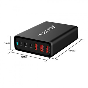200W Desktop Charger 3A3C Multi Port PD Fast Charging <b>Adapter</b> For Multiple Countries Black - Product Image 2