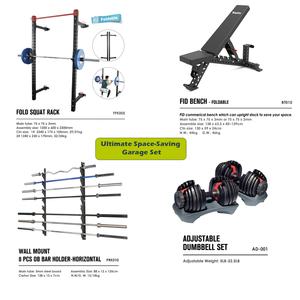 Équipement <span class=keywords><strong>de</strong></span> gym compact VIGFIT pour garage avec rack à squats pliable et <span class=keywords><strong>banc</strong></span> FID pour un entraînement à domicile peu encombrant, rangement mural - Product Image 5