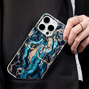 Custodia Trasparente in TPU con Motivo Marmo Blu Nero <span class=keywords><strong>Oro</strong></span> di Lusso, <span class=keywords><strong>Cover</strong></span> Antiurto con Arte Fluida Astratta per <span class=keywords><strong>iPhone</strong></span> 17 16 15 14 13 Pro Max - Product Image 4
