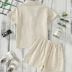 Set in Lino Biologico per Bambini, Completi Personalizzati per Ragazzi, Set con Bottoni in Lino, Camicie e Pantaloncini per Bambini, Abbigliamento per Bambini - Product Image 6