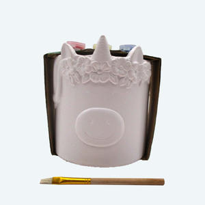 Venta al por mayor de bizcocho de cerámica personalizado sin pintar redondo <span class=keywords><strong>unicornio</strong></span> suculentas DIY macetas y jarrón <span class=keywords><strong>maceta</strong></span> decoración del jardín del hogar - Product Image 1