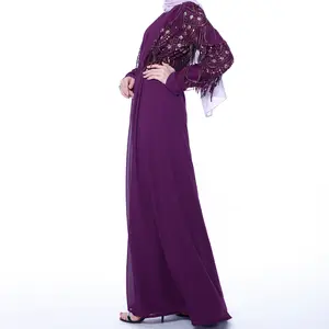 Robe turque arabe moderne ouverte sur le devant Eid dernière conception Robe plissée Musulmane grande taille Abaya islamique pour adultes en polyester