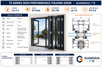 Porte accordéon en aluminium pour balcon, à rupture de pont thermique, double vitrage trempé, portes coulissantes pliantes extérieures pour patio