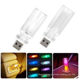 ไฟ LED พกพาแบบ USB รูปทรงเทียนสำหรับรถยนต์ ขายดีข้ามพรมแดน พร้อมไฟตกแต่งภายในรถยนต์หลากสีสัน - Product Image 1