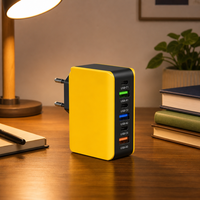 Station de charge GaN 65W à 6 ports, 3PD 3USB, adaptateur d'alimentation rapide, prise EU US UK pour téléphone portable, vente en gros