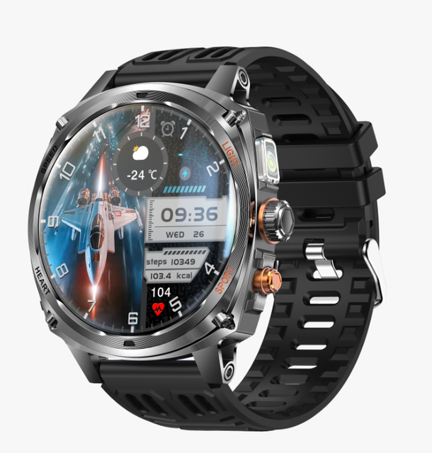 V95 AMOLED Smart Watch 1.75 Display Music Control BT Call 800Mah OTA GPS Track Motion Blood Pressure Calories Round Watch LED