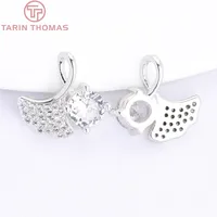 Pendentifs en laiton plaqué or 18 carats micro-pavés de zircone cubique transparente en forme de feuille de Ginkgo, accessoires de fabrication de bijoux DIY, vente en gros