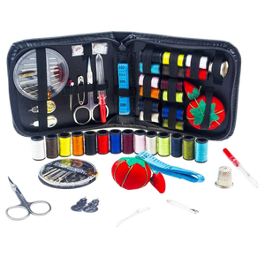 Kit <span class=keywords><strong>de</strong></span> couture portable en cuir noir avec aiguilles, fils et ciseaux, étui <span class=keywords><strong>de</strong></span> rangement <span class=keywords><strong>de</strong></span> haute qualité pour la maison et les voyages - Product Image 5