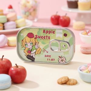 Kawaii Anime Tin Box Cute Sardine Can Badge Pin Case Aesthetic Easy Open Metal Jewelry Organizer Tinplate Gift Box Push-<b>top</b> Lid - Product Image 1