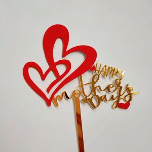 Prix usine or rouge acrylique gâteau Topper lettre bonne fête des mères t'aime maman gâteau décoration fournitures anniversaire gâteau <span class=keywords><strong>Plugin</strong></span> - Product Image 4