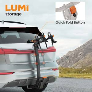 Support de vélo pliable en acier CBR09-21H pour 2 vélos, fixation au crochet de remorquage, pour vélos électriques, rangement pour SUV, camion, voiture, fourgonnette - Product Image 1