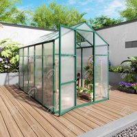 Serre extérieure 6*10 pieds avec panneaux en polycarbonate, serre de jardin avec structure en aluminium, serre accessible pour jardins et cours arrière
