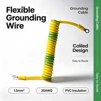 Câble flexible en TPU enroulé avec borne annulaire pour équipement industriel, connexion à la terre, câble spiralé personnalisé