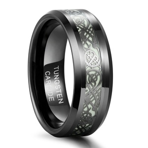 POYA Glowing <strong>Ring</strong> Celtic Dragon <strong>Tungsen</strong> Inlay Glow in Dark for Men Women Engagement Wedding <strong>Rings</strong> - Product Image 3