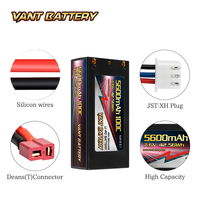 Casing keras pendek tegangan tinggi 2S Lipo baterai 7.6V 5600mAh 100C Graphene dengan konektor Deans untuk model perahu truk RC
