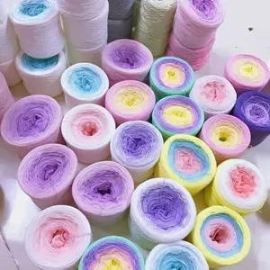 Fábrica al por mayor Melange espacio tinte gradiente Color DIY algodón ganchillo tejer pastel bola hilo mezclado - Product Image 1