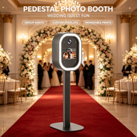 Photomaton portable facile à installer avec tablette, caméra selfie, miroir ovale en alliage d'aluminium, iPad, DSLR, capacité de 15 personnes, en libre-service