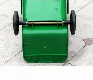 Outdoor riciclaggio pattumiera di Plastica 120L grande piede pedale Contenitore con Due Ruote