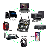 Carte son GAX-GT502 BT mélangeur à 4 canaux avec deux micros, Performance sur scène à domicile, enregistrement en direct, petit Microphone USB