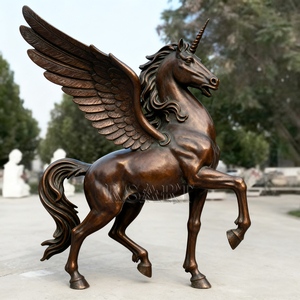 Su misura su larga scala in bronzo sculture di animali con <span class=keywords><strong>ali</strong></span> di volo cavallo unicorno statua per il paesaggio pubblico all'aperto - Product Image 1