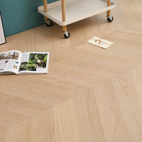 Revêtement de sol hybride en vinyle PVC imperméable pour salle de bain, imitation parquet chevron en chêne écologique pour intérieur