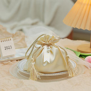 Coffrets cadeaux de mariage en soie sacs-cadeaux pour mariage traditionnel rouge beige cordon cadeau bonbons pochettes paquet - Product Image 3