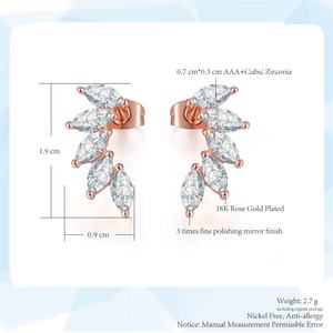 Sıcak toptan basit yaprak şekli kulak paletli kübik zirkon elmas kulak tırmanıcı küpe KC164-<span class=keywords><strong>M</strong></span> - Product Image 6