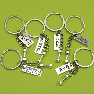 Creative Fitness Bodybuilding Metal Pendants Small Heart-Shaped Dumbbells Barbells Keychains Car Accessories Ready Stock Small