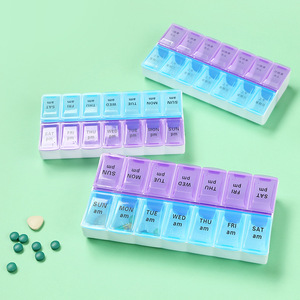 Hộp đựng thuốc bằng nhựa 14 ngăn du lịch xách tay dung tích lớn 2 lần một ngày 7 ngày tổ chức thuốc hàng tuần - Product Image 4