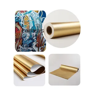 Gulungan kanvas Inkjet emas perak berkilau luar ruangan tahan air gulungan kanvas cetak khusus untuk Printer lateks UV nonair