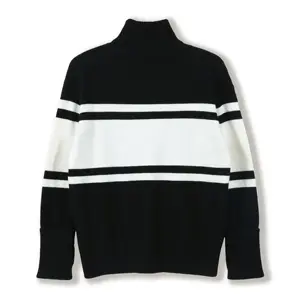 2024 Custom OEM ODM Ladies Autumn Winter ROLL Neck Long Sleeve Letter Jacquard Pullover Sweater