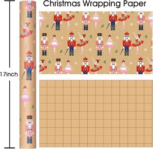 Papel de Regalo Navideño con Diseño de Bailarina de Ballet Cascanueces, con Líneas de Corte en el Reverso, Personalizable para Niños - Product Image 2
