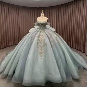 Elegant Off Shoulder Evening Gown Puffy Skirt Stage <b>Performance</b> Dress Women Adult Formal <b>Wear</b> - Product Image 1