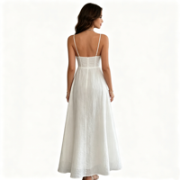 Robe longue décontractée d'été sans manches coupe trapèze pour femme, grande taille, personnalisée, blanche