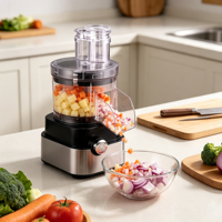 Robot culinaire multifonctionnel électrique commercial SHN en plastique PP et acier inoxydable, hachoir à légumes, râpe, coupe-légumes 6-en-1