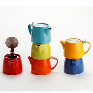 Théière de voyage moderne en céramique rouge sans plomb de 600 ml (20 oz) avec couvercle en acier inoxydable et infuseur extra-fin pour thé en vrac et café - Product Image 6