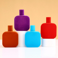 Nouveau design unique, atomiseur en verre vide de luxe rechargeable avec bouchon rond, 50 ml, 100 ml, flacon de parfum en velours floqué