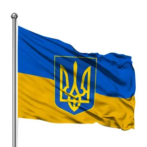 Drapeau National d'ukraine 3x5, vente en gros, bannière d'ukraine la moins chère, drapeaux d'ukraine de haute qualité 100% Polyester, prêts à être expédiés