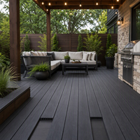 YYnori Tarima de WPC de doble ranura, hueca, con grano de madera, color carbón, 25mm, canal cuadrado de 160mm para patio trasero, impermeable, directo de fábrica